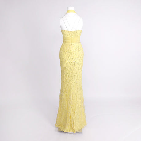 Vitesse Halter Maxi Dress with Bow in Yellow
