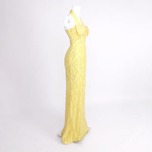 Vitesse Halter Maxi Dress with Bow in Yellow