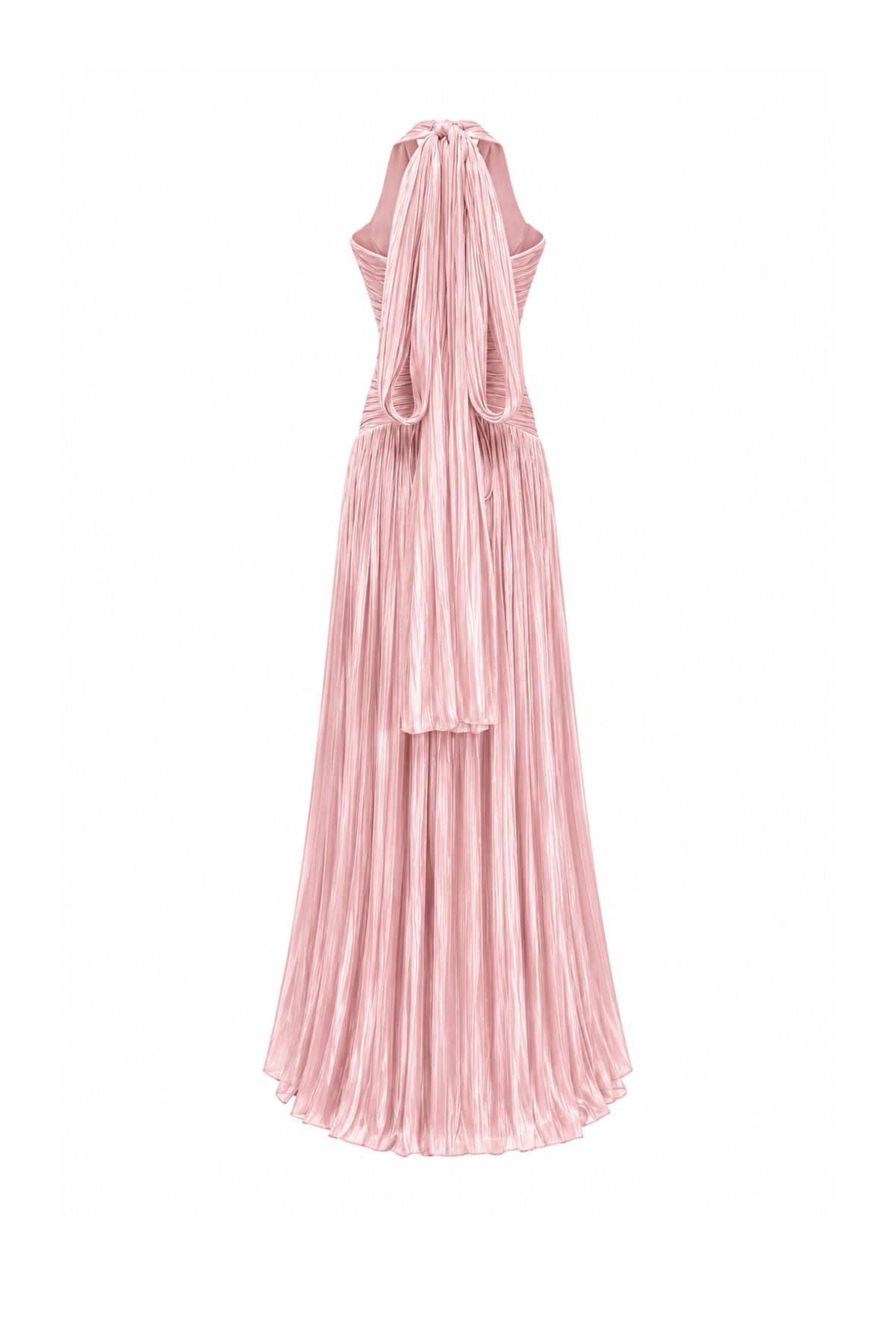 Vraie Plunging V-Neck Pleated Maxi Dress / Rose Pink