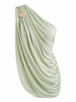 Zulma One Shoulder Top & Skirt Set Green