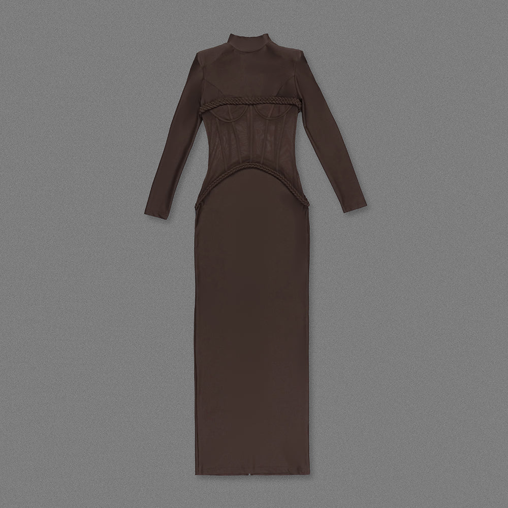 Selmori Laurence Mock Neck Corset Maxi Dress