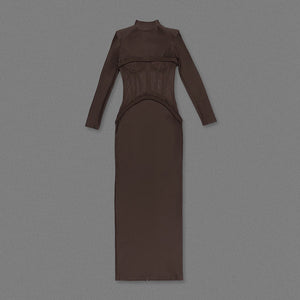 Selmori Laurence Mock Neck Corset Maxi Dress