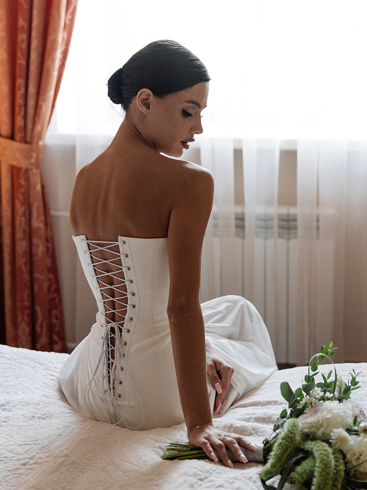 Selmori Gaëlle Strapless Satin Maxi Dress