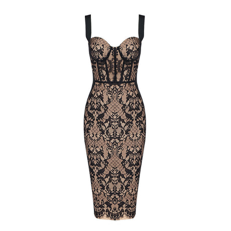 Selmori Thalia Lace Corset Midi Dress