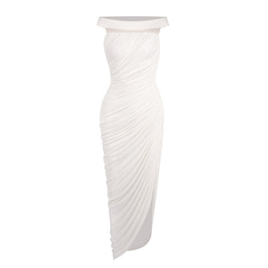 Clarté Off Shoulder Ruched Maxi Dress