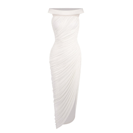 Clarté Off Shoulder Ruched Maxi Dress