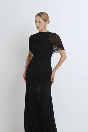 Selmori Mado One Shoulder Ruched Maxi Dress