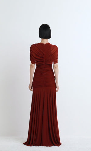 Selmori Mado One Shoulder Ruched Maxi Dress