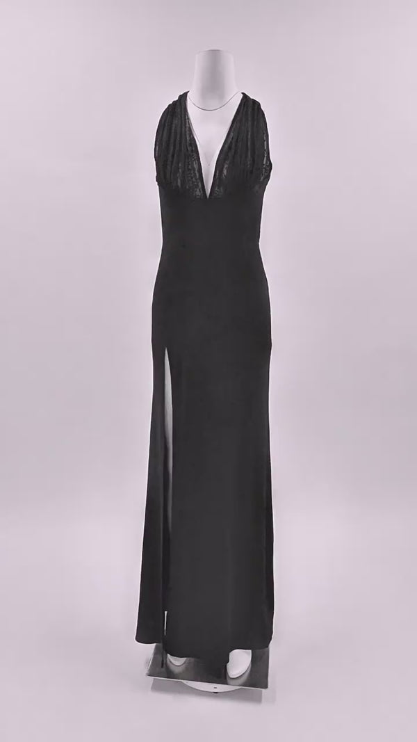 Cléomène Lace Halter Cutout Maxi Dress - Black_-_selmori.com_-_11
