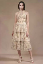 Emma Polka Dot Halter Tiered Midi Dress