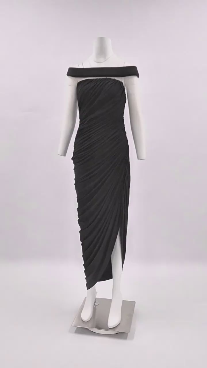 Clarté Off Shoulder Ruched Maxi Dress