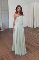 Émotion Strapless Pleated Corset Maxi Dress