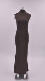 Élodrienne High-Neck Open-Back Draped Maxi Dress - Brown_-_selmori.com_-_24