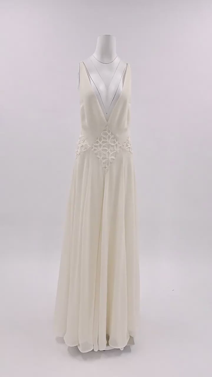 Liorane Plunge Neck Floral Cutout Maxi Dress - Beige_-_selmori.com_-_19