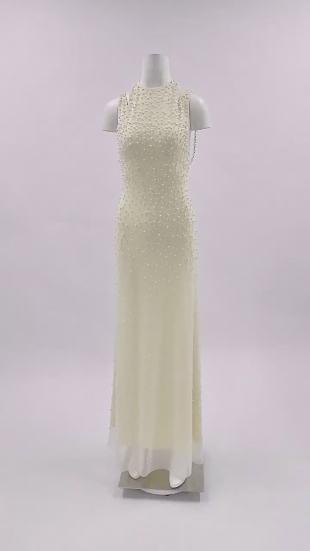 Ciselée Pearl Beaded Open Back Mermaid Maxi Dress