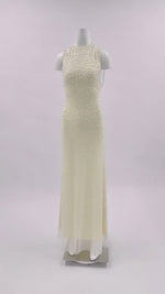 Ciselée Pearl Beaded Open Back Mermaid Maxi Dress