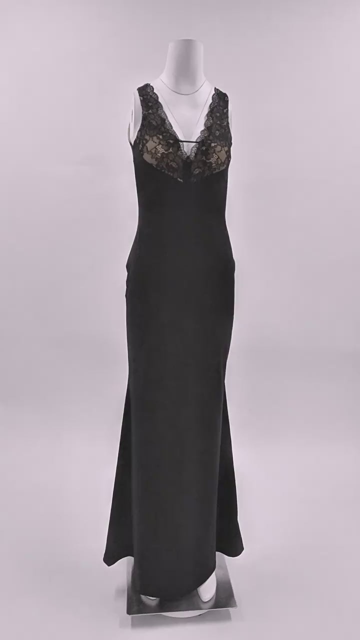 Énigme Lace Plunge Mermaid Maxi Dress - Black_-_selmori.com_-_19