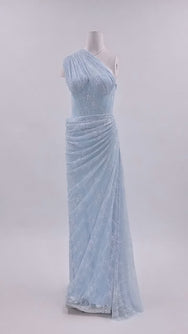 Angélique One Shoulder Draped Lace Maxi Dress - Blue_-_selmori.com_-_24
