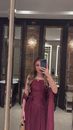 Oiseau Strapless Pleated Maxi Dress / Burgundy