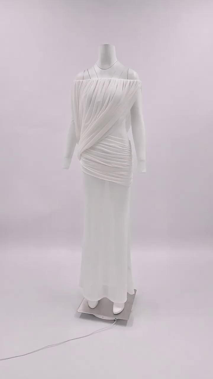 Apolline Off-Shoulder Draped Evening Maxi Dress
