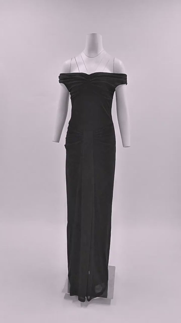 Noctuelle Off-Shoulder Ruched Maxi Dress - Black_-_selmori.com_-_17