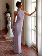 Selmori Armelle Shimmering Open-Back Maxi Dress Lavender