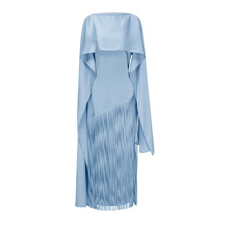 Apparat Fringed Maxi Dress with Shawl / Blue