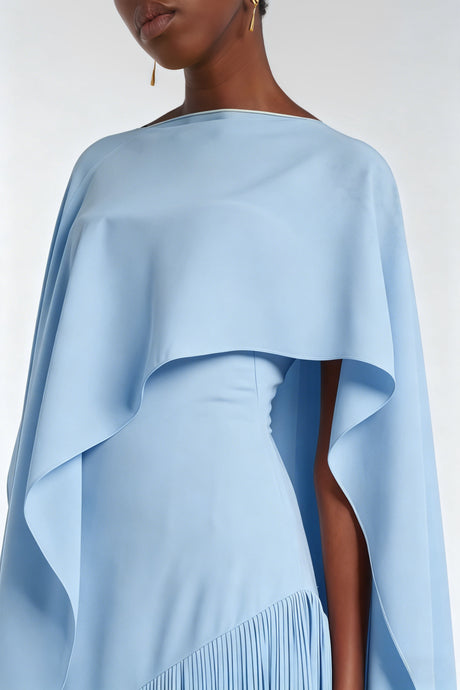 Apparat Fringed Maxi Dress with Shawl / Blue