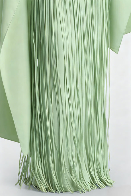 Apparat Fringed Maxi Dress with Shawl / Green