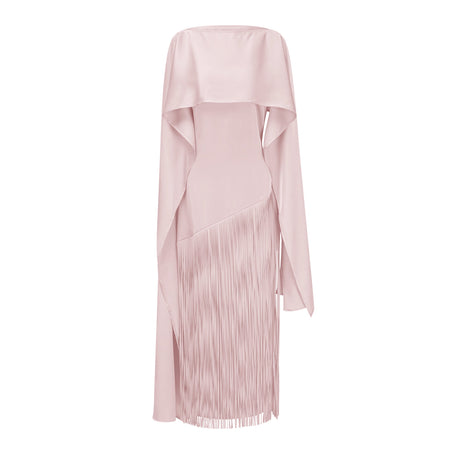 Apparat Fringed Maxi Dress with Shawl / Light Pink