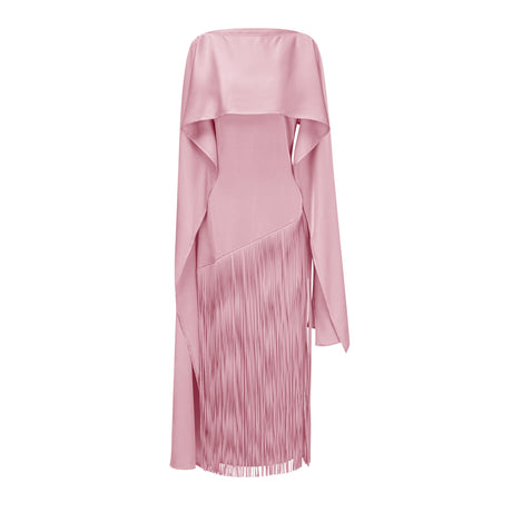 Apparat Fringed Maxi Dress with Shawl / Pink