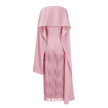 Apparat Fringed Maxi Dress with Shawl / Pink
