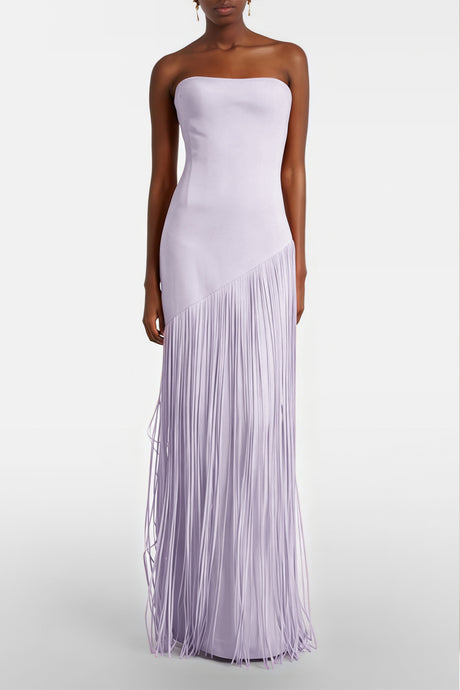 Apparat Fringed Maxi Dress with Shawl / Purple