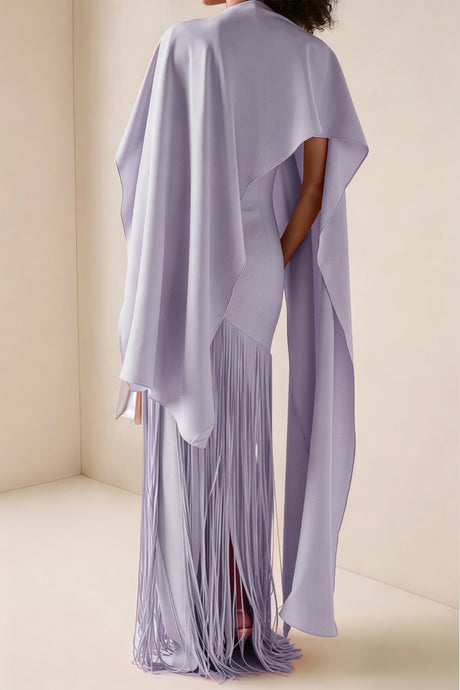 Apparat Fringed Maxi Dress with Shawl / Purple