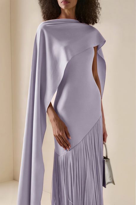 Apparat Fringed Maxi Dress with Shawl / Purple