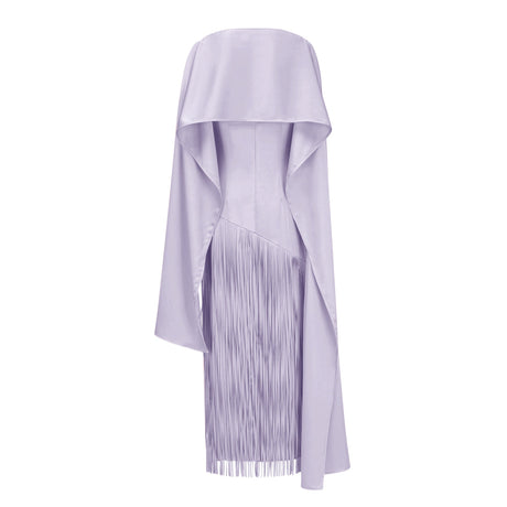 Apparat Fringed Maxi Dress with Shawl / Purple