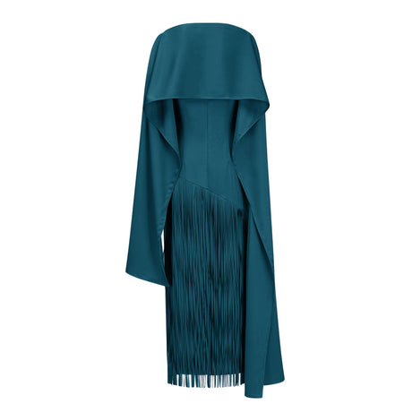 Apparat Fringed Maxi Dress with Shawl / Teal