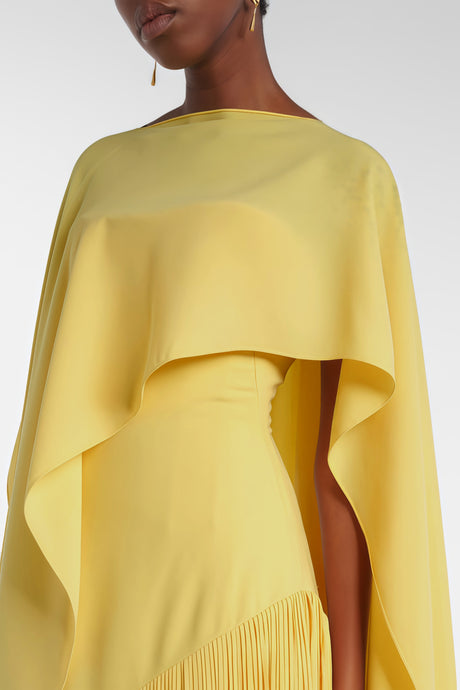 Apparat Fringed Maxi Dress with Shawl / Yellow