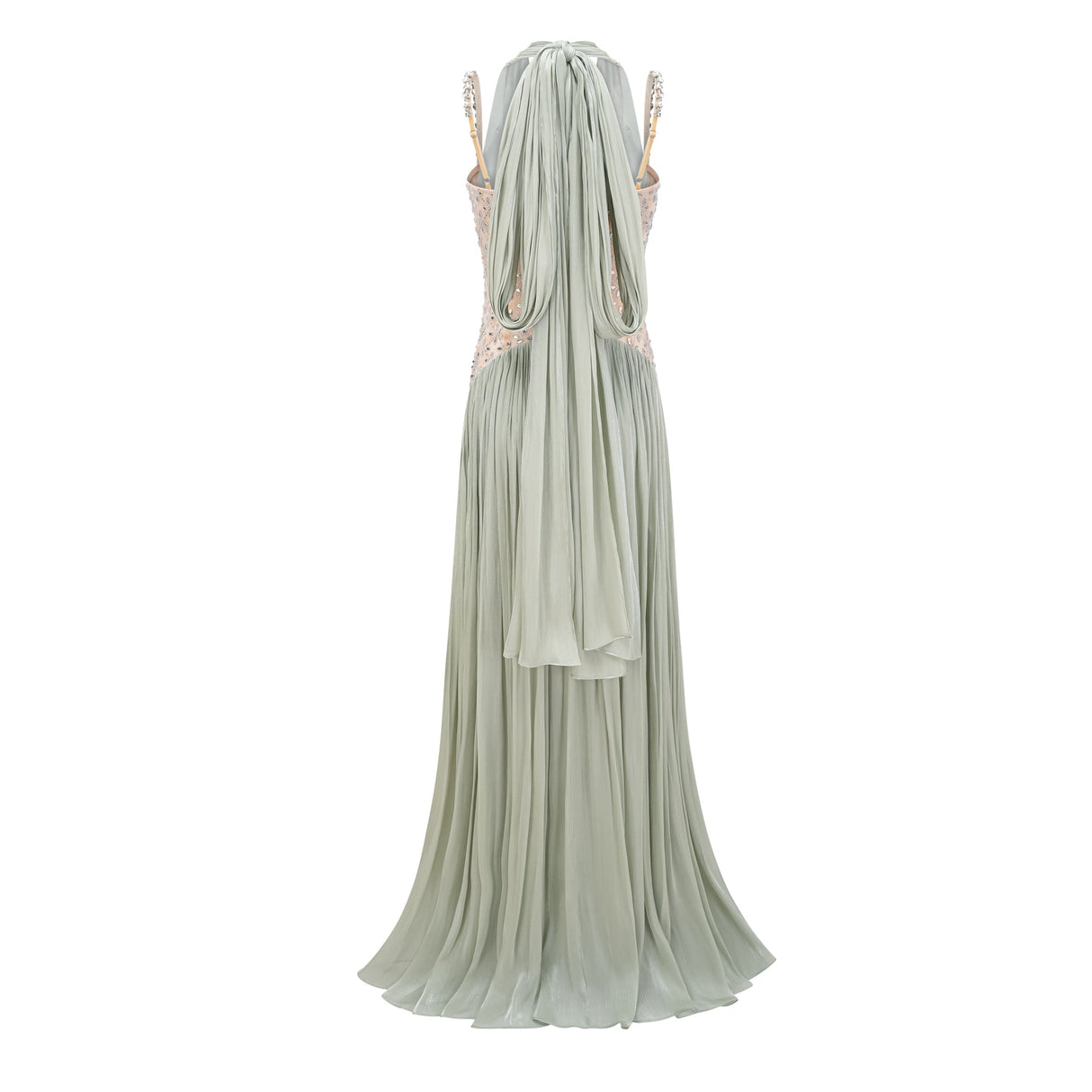 Aquarelle Rhinestone Panel Maxi Dress / Green