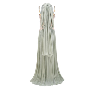 Aquarelle Rhinestone Panel Maxi Dress / Green
