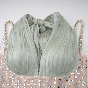 Aquarelle Rhinestone Panel Maxi Dress / Green