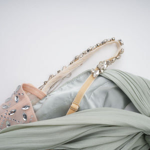 Aquarelle Rhinestone Panel Maxi Dress / Green