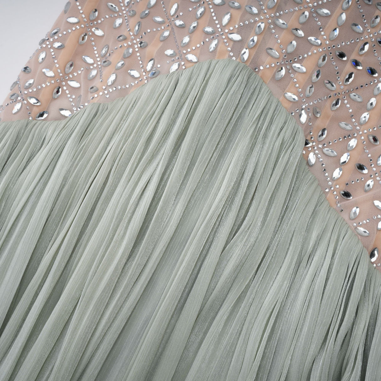 Aquarelle Rhinestone Panel Maxi Dress / Green