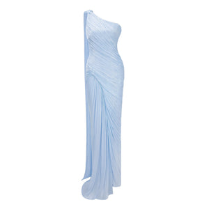 Cocon Asymmetrical Ruched Maxi Dress / Blue