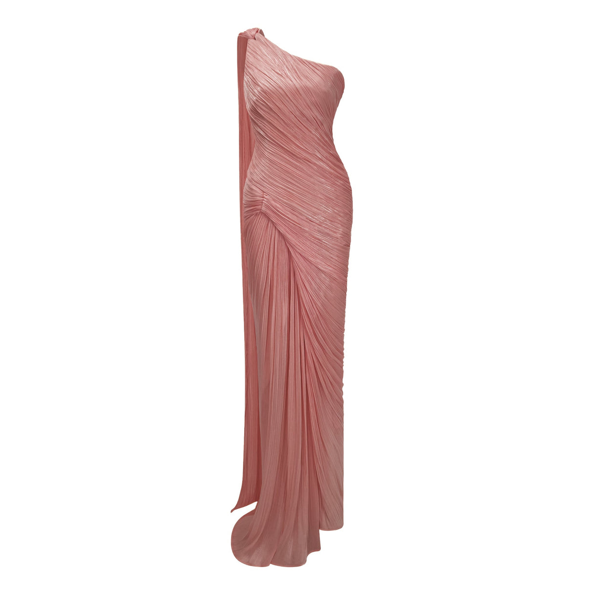 Cocon Asymmetrical Ruched Maxi Dress / Pink