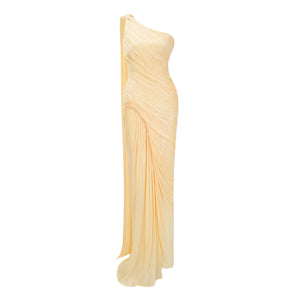 Cocon Asymmetrical Ruched Maxi Dress / Yellow