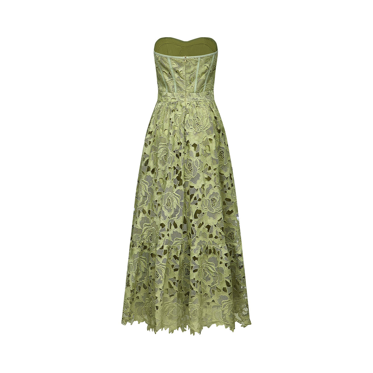 Lise Lace Floral Cut-out Midi Dress / Green