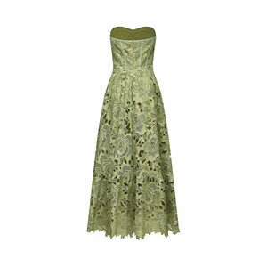 Lise Lace Floral Cut-out Midi Dress / Green