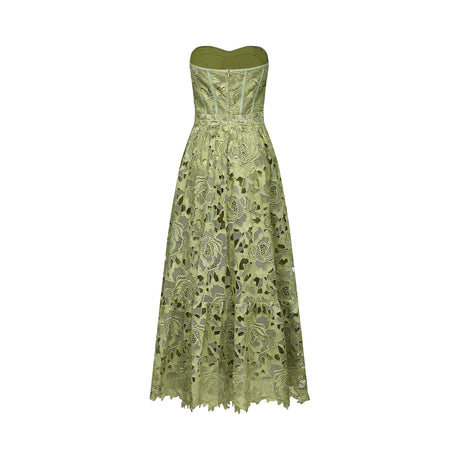 Lise Lace Floral Cut-out Midi Dress / Green