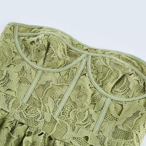 Lise Lace Floral Cut-out Midi Dress / Green